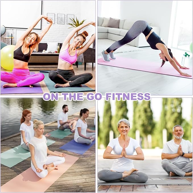 Funtery 3 mm Thick Yoga Mat Exercise Workout Mat Non Slip Fitness Pad for Women Gym Home Yoga Pilates