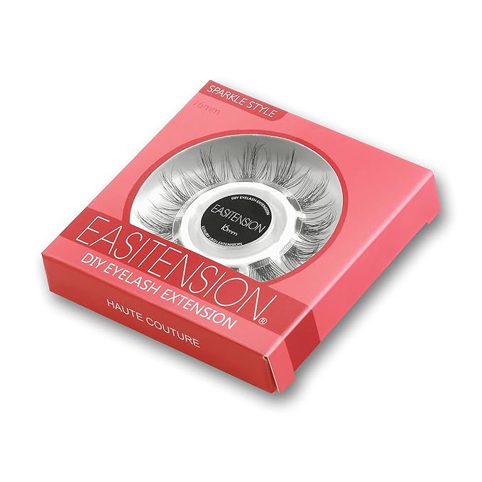 DIY Eyelash Extension, 3D Effect Individual Melt Flare Lash Cluster Natural Lashes Set, Home Eyelash Extension, D curl Lashes Pack 12mm,14mm (16MM-Sparkle)