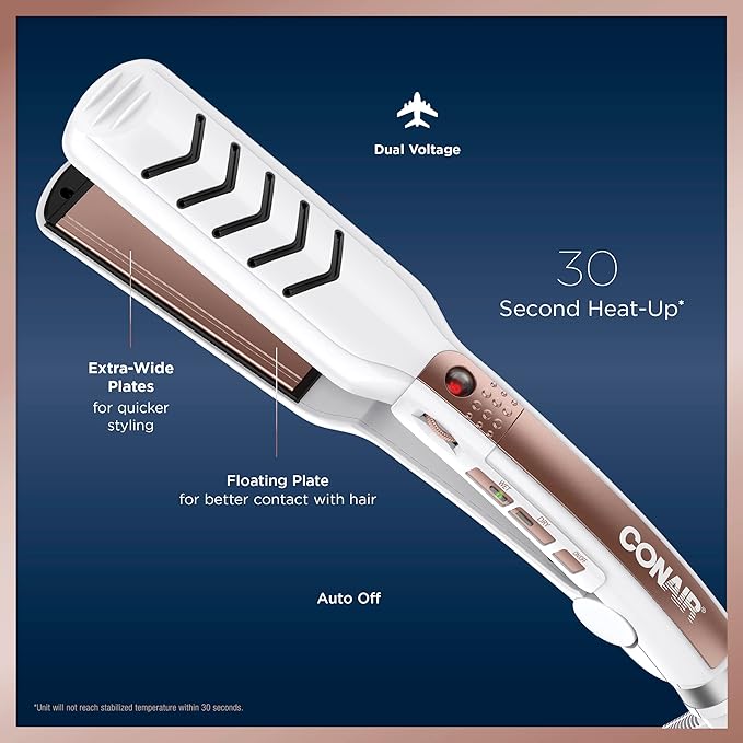 Conair Double Ceramic Flat Iron, 1 1/2-inch Wet-to-Dry Hair Straightener