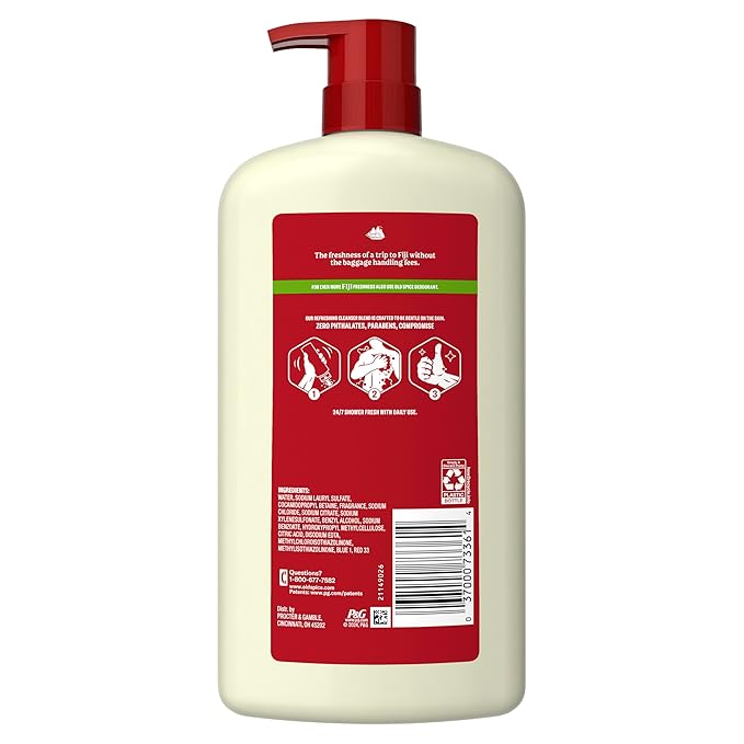 Old Spice Cleansing Body Wash for Men, 24/7 Shower Fresh with Lasting Scent, Cleanse & Refresh, Gentle on Skin, Vitamin B3, Fiji with Palm Tree + Coconut Scent, 30 oz (Pack of 4)