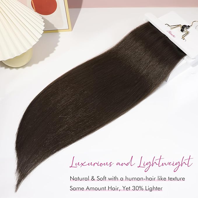 REECHO Hair Extensions, 11PCS Clip in Hair Extensions 24" Long Straight hair extensions HE005 Natural Soft Synthetic Hairpieces for Women – Chocolate Brown