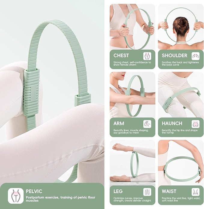Yoga Pilates Resistance Ring for Leg and Butt Training, Portable Exercise Equipment with Anti-Slip Silicone, Home and Office Workouts, Postpartum Toning