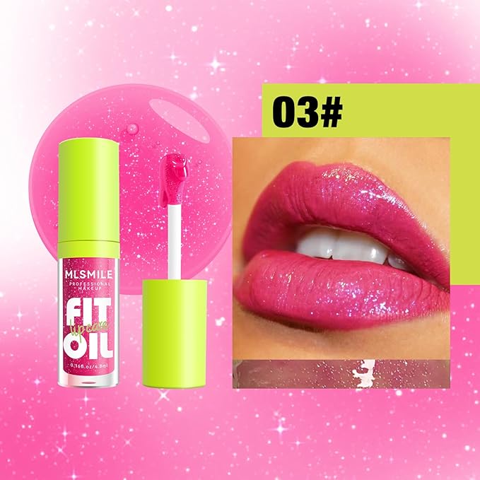 Lip Oil Lip Glaze, Soft Brush Head Hydrating Lip Glow Oil,Shiny Transparent Lip Gloss Plumping,Long Lasting Nourishing Non-sticky Fresh Clear Smooth Lip Care
