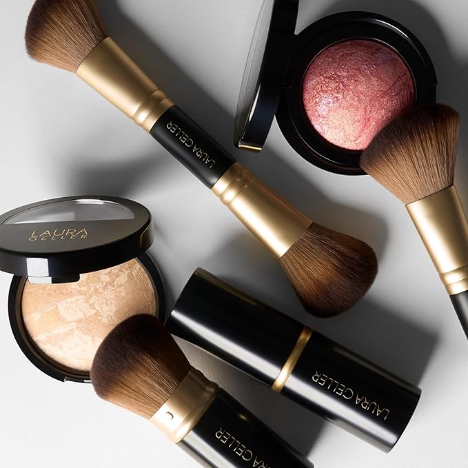 LAURA GELLER NEW YORK Cosmetic Professional Makeup Brushes - Cruelty-Free - 08 Face It All 2pc Makeup Brush Set - Kabuki Brush + Dual-Ended Blush and Bronzer Brush