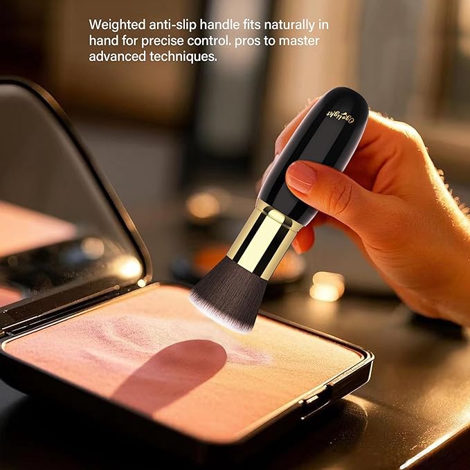 Professional Flat Top Foundation Brush - Streak-Free Buffing Brush for Liquid & Cream, Ultra-Dense Synthetic Bristles, Quick Blending Non-Absorbent Makeup Tool