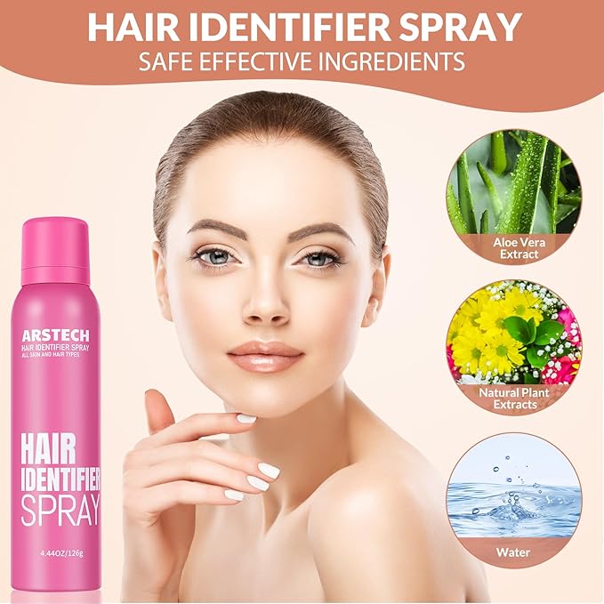 Hair Identifier Spray for Face Shaving Dermaplaning Tool 2 Pack Skin Body Dermaplaning Spray for Women with 8 Face Razor for Face Shaver Hair Removal Kit Excess Hair Dermaplane Razor for Women Face