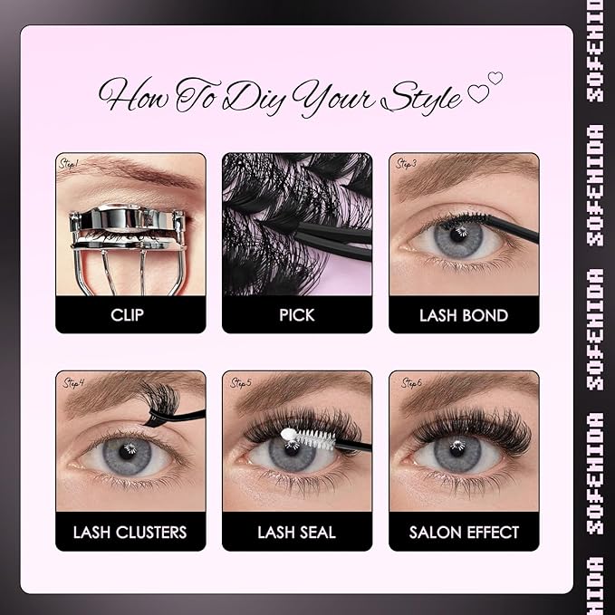 Lash Clusters Kit 100D Thick Cluster Lashes 10-18mm Volume Eyelash Clusters D Curvature Cluster Eyelash Extensions 3D Wispy Lash Clusters DIY Lash Extension Kit(100D-10-18MIX Thick Kit)