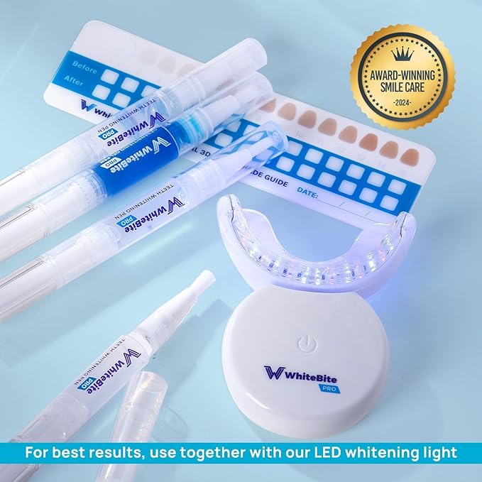 WhiteBite Pro Teeth Whitening Pens for Sensitive Teeth (8 Pens) – 35% Carbamide Peroxide Gel, Desensitizing Gel – Fast Whitening, Enamel-Safe, Travel-Friendly