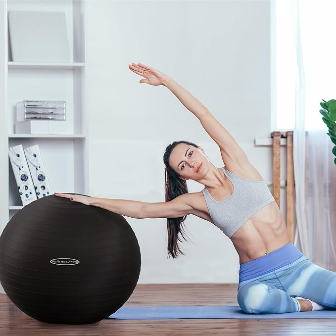 Fitvids Anti-Burst and Slip Resistant Exercise Yoga Fitness Birthing Ball with Quick Pump, 2,000-Pound Capacity, Multiple Colors and Sizes