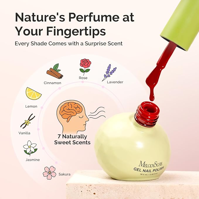 MelodySusie Highly Pigmented Gel Nail Polish Set, 0.56 fl.oz Tilt-and-Stand Bottle, HEMA Free Plant-Based Formula, 6 Colors Macarons, Soak Off UV LED Manicure Kit Gift Box(Mocha, Brown, Dark Red)