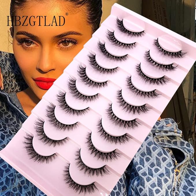 HBZGTLAD Soft Mink Eyelashes 3D Curl Winged End Eye Elongated Fake Lashes Thick Handmade Natural False Eyelash Messy Cross Lash Wholesale (FT-05)