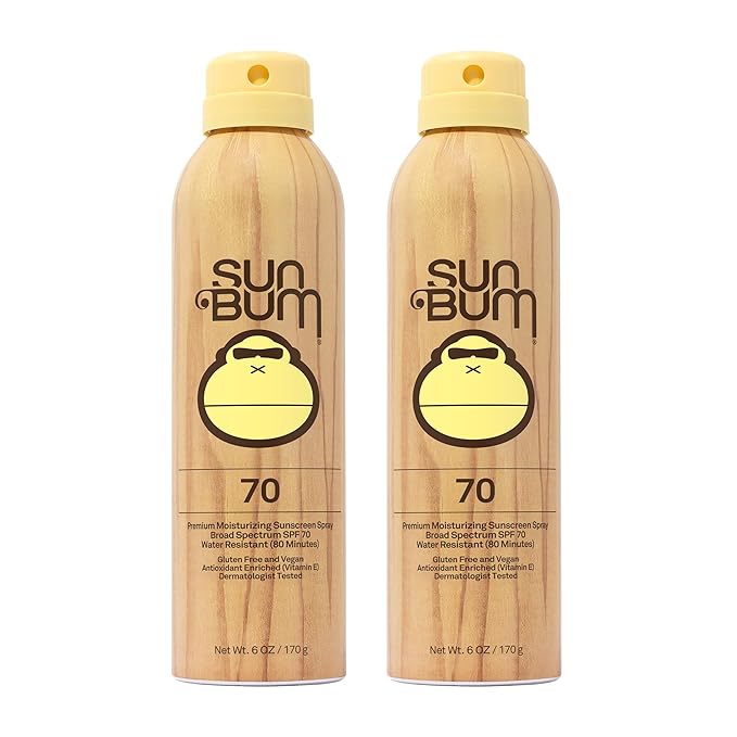 Sun Bum Original SPF 70 Sunscreen Body Spray | Broad Spectrum Moisturizing Sunblock with Vitamin E | Hawaii 104 Act Compliant (Octinoxate & Oxybenzone Free) | 2 Pack, 6 oz