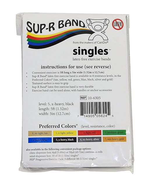 CanDo 10-6305 Sup-R Latex Free Exercise Band 5' Singles,