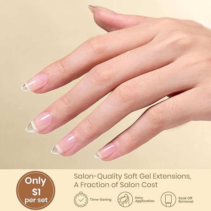 Beetles Gel Nail Tips Flat-X - Almond Short, 320pcs 16 Sizes, Pre-Etched Half Matte Full Cover Soft Acrylic Press on False Nail Extension Tips Easy DIY Salon for Flat & Natural Nail Beds