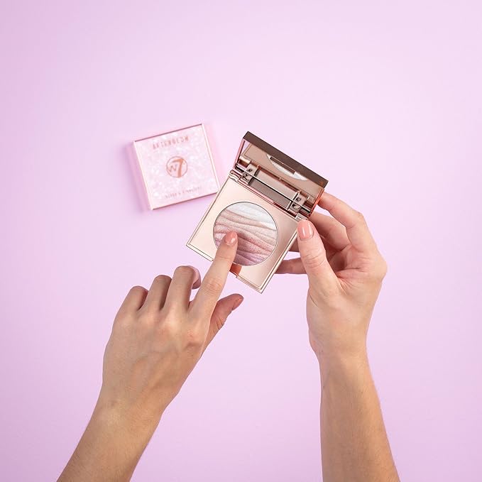 W7 Afterglow Blusher & Highlight Compact - Pink & Gold Glowing Pressed Powder Compact