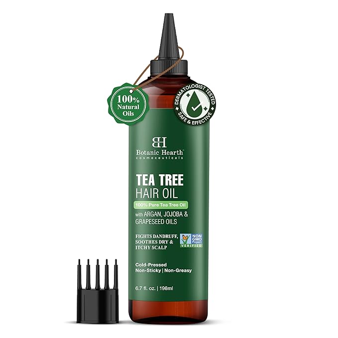 Botanic Hearth Hair Oil for Hair Growth & Home Hair Perm Kit | Strengthening Dry, Frizzy, Damaged Hair & Scalp Treatment | Tea Tree Hair Oil – 6.7 Fl Oz
