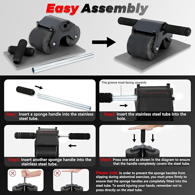 Automatic Rebound Abdominal Wheel Workout,2 Wheels