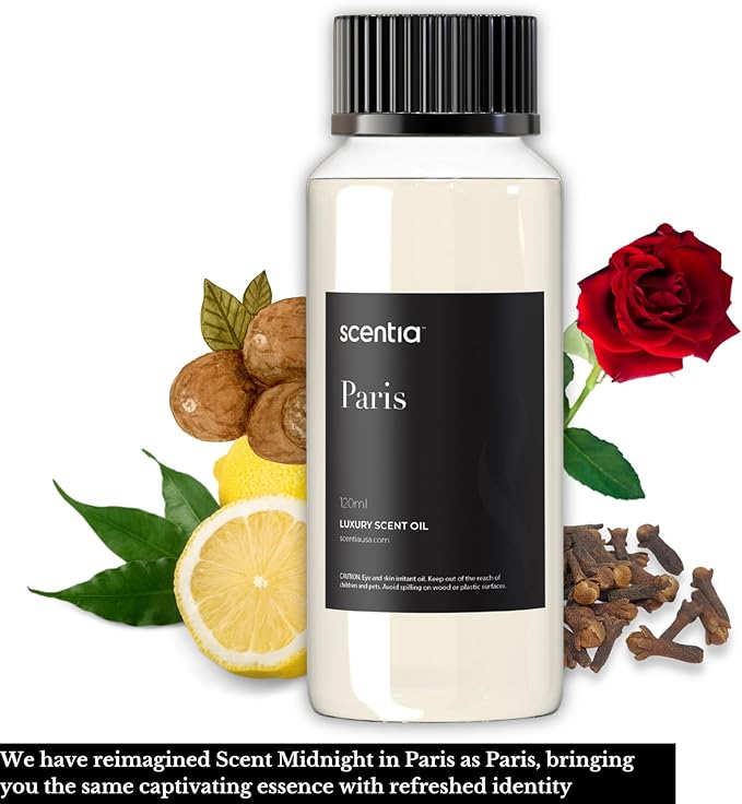 Scentia Fragrance Oil Inspired by The Hotel Costes - 120 mL 4.06 fl oz - Refill Diffuser Oil Blend Rose, Clove & Sandalwood Notes for Aromatherapy Diffusers - Paris, Thanksgiving Gift