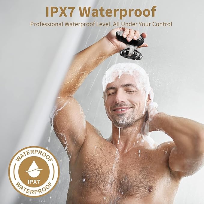 Detachable Head Shavers, SHPAVVER 5 in 1 Electric Razor IPX7 Waterproof for Bald Men, Wet Dry LED Display Rechargeable 7D Rotary Shaver Grooming Kit with Type C Charge A,Gray Black