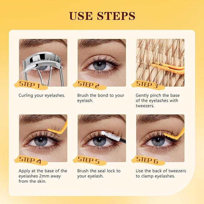 QUEWEL Brown-Lash-Clusters Kit, 120pcs Wispy-Lash-Clusters Kit Mix10-18mm Wispy Natural Invisible Band Eyelash Clusters Kit for DIY Cluster Eyelash Extensions(Brown Feather 4 Set)