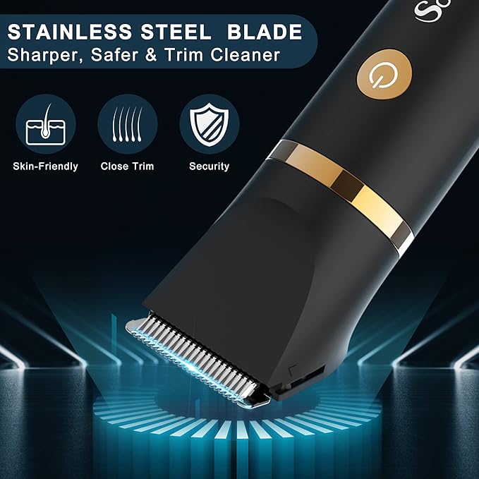 Electric Groin Hair Trim Ball Trimmer for Men Body Shaver Below-The-Waist Groomer Nose Hair Trimmer Waterproof Cordless 3 in 1