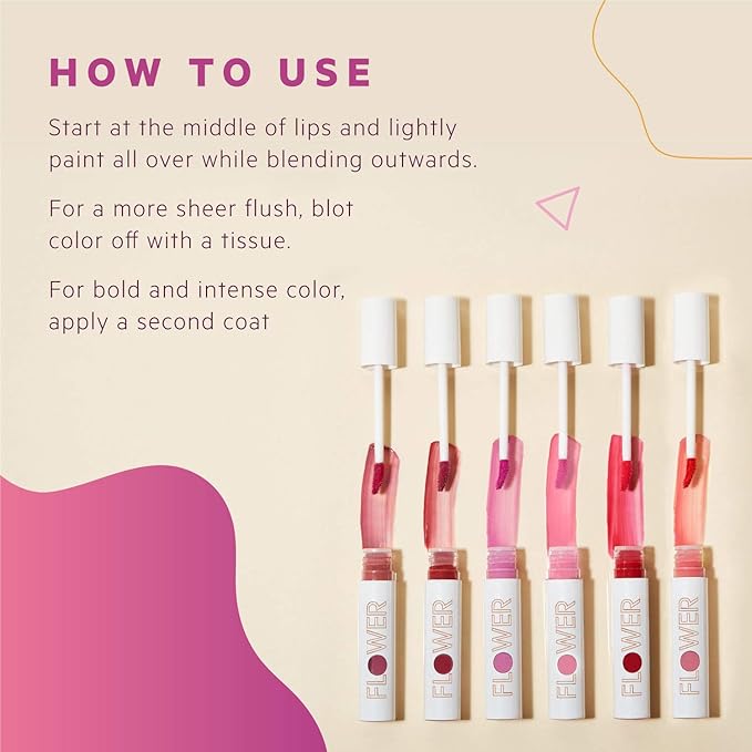 FLOWER BEAUTY By Drew Barrymore Bitten Lip Stain - Long-Lasting Color - Hydrating + Water-Based Formula - Gel-Like Texture - (Sass)