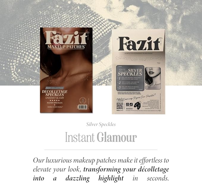 Fazit Makeup Patches - Silver Decollatage Speckles - Glow Up Make-Up Patches - Cute Glitter Makeup Accessories For Women - Cosmetic Glitter