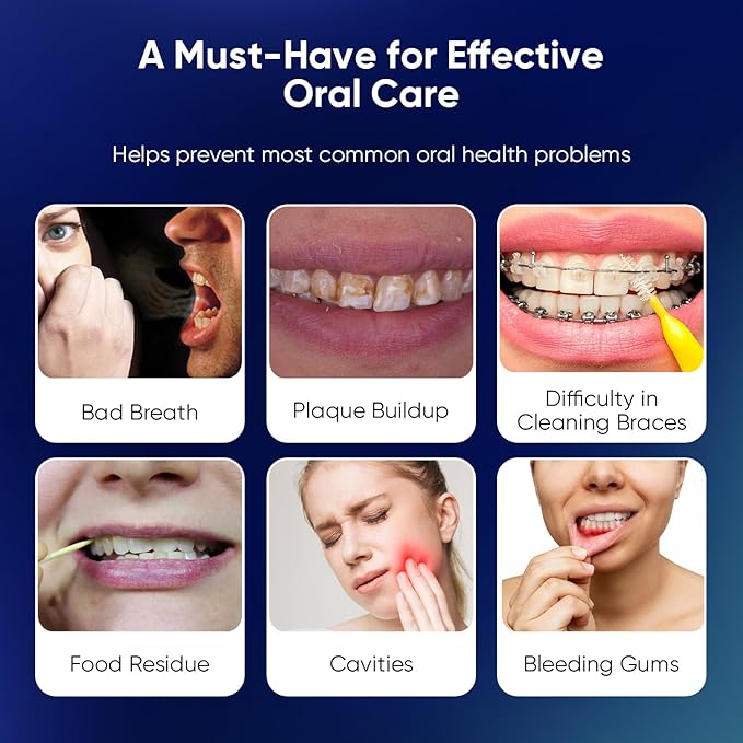 MySmile LP211 Cordless Water Flossers, Portable Rechargeable Oral Irrigator for Teeth Cleaning, 5 Cleaning Modes, IPX7 Waterproof, 8 Replacement Tips and a Storage Pouch (Pearl White)
