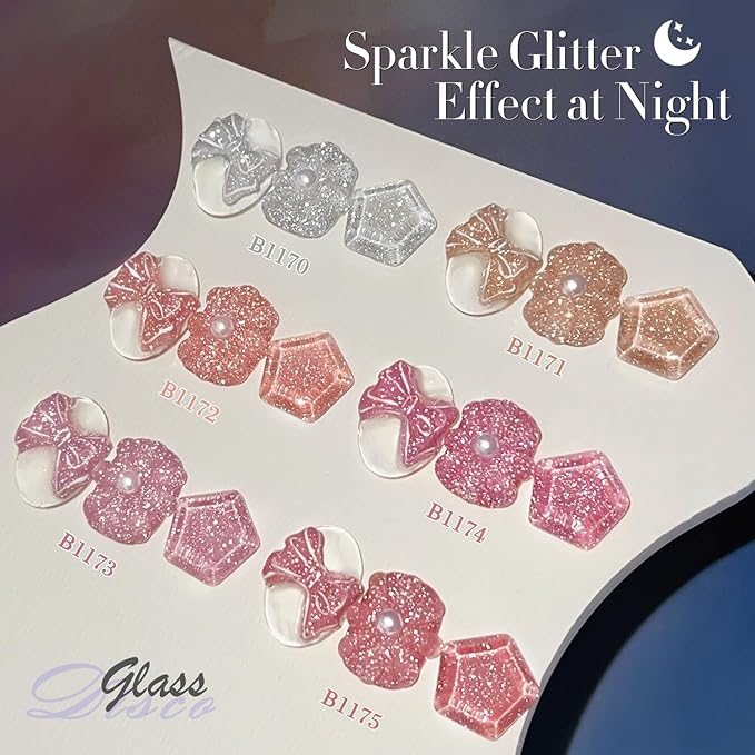 Double Rhythm 0.5Oz Glitter Gel Polish Shimmer Reflective Color for Nail Art Salon DIY Soak Off 15ml Nail Lamp Gel Polish at Home (Silver-B1170)