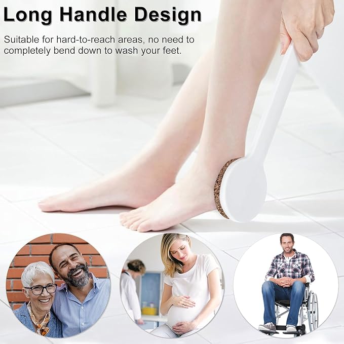 Straight Handle Pumice Stone - Professional Firm Control Foot Scrubber for Stubborn Calluses - Natural Dead Skin Remover & Pedicure File for Feet and Hands - 14“