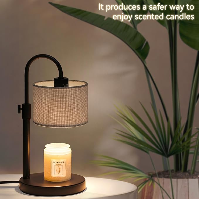 Candle Warmer Lamp with Timer, Dimmable Candle Wax Warmer Candle Lamp with 2 Bulbs, House Warming Gifts Christmas Gifts for Women Bedroom Home Decor (Gray-Upgraded)