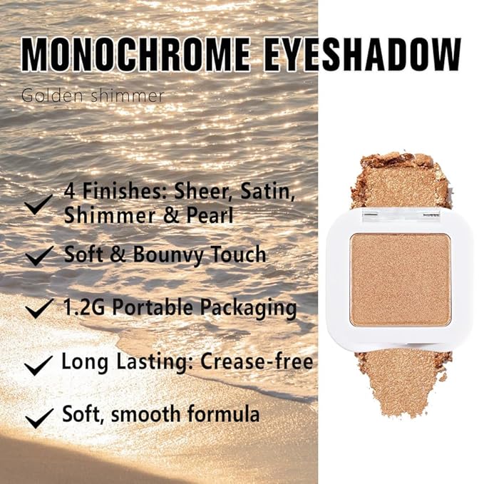Golden Glitter Eyeshadow – Neutral Shimmer Eye Shadow, Daily Waterproof Long-Lasting Eyeshadow Powder Palette for Women Eye Makeup sombras para ojos (06)