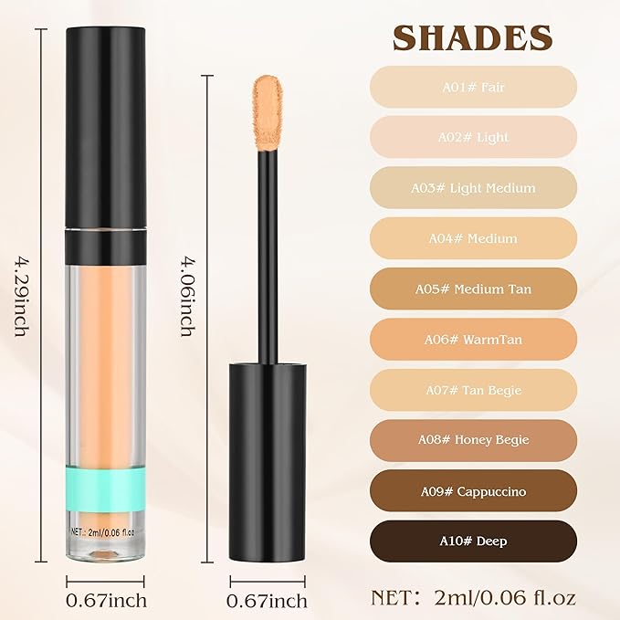 Under Eye Concealer, Full-Coverage Concealer Foundation Makeup for Older Women, Covers Blemishes & Under-Eye Circles, Spots, Matte Finish, Redness & Discoloration, Vegan & Cruelty-Free A07#Tan Begie