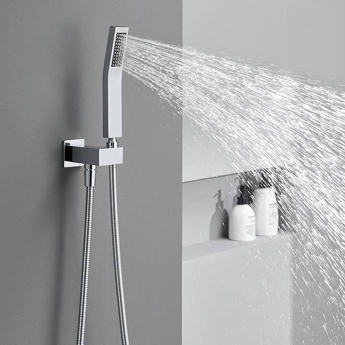Artiqua Shower System 12 Inches Rain Shower Combo Set Chrome Ceiling Mount Shower Faucet Bathroom Faucets with Rainfall Shower Head and Hand Shower