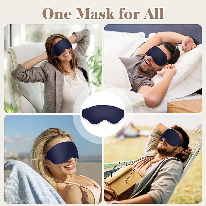Fygrip 3D Eye Mask Sleep Mask for Men & Women, 100% Pressure-Free & Light Block-Out Eye Mask for Sleep with Easy Adjustable Strap, Night Eye Cover for Travel, Blue