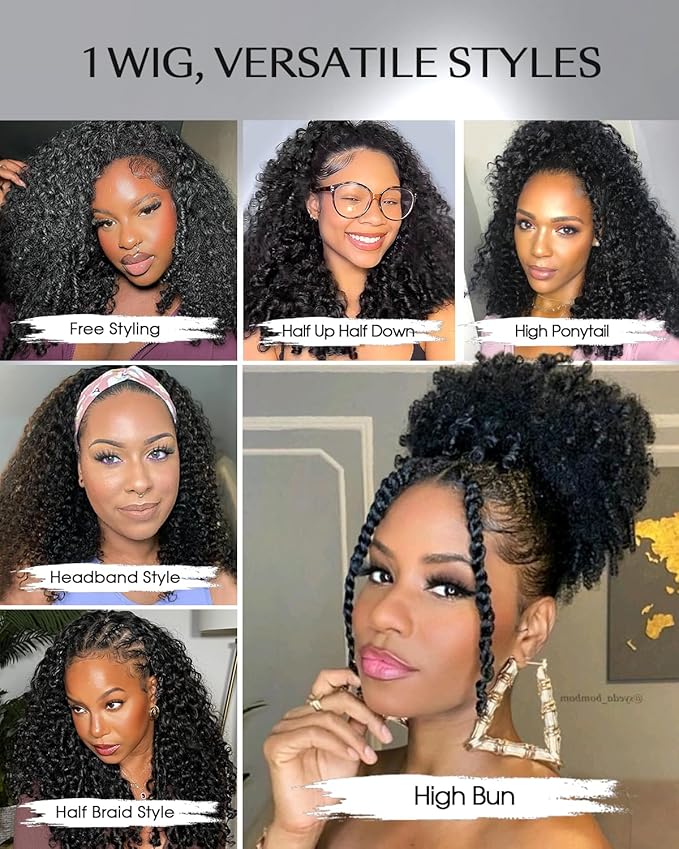 Burmese Curly Glueless Wigs Human Hair Pre plucked Pre Cut, 6x4 HD Lace Front Wear and Go Glueless Wig Water Wave Curl for Women 180% Density 26 inch