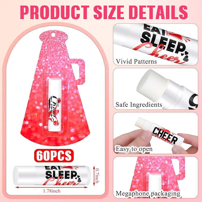 60 Pcs Cheerleading Lip Balm Bulk