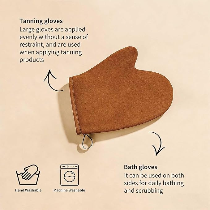 Self Tanning Mitt Applicator for Body with Thumb Hole - Reusable Sunless Tanning Glove for Even, Streak-Free Tan, Professional Application Tool for All Foams & Lotions (1P-Brown)