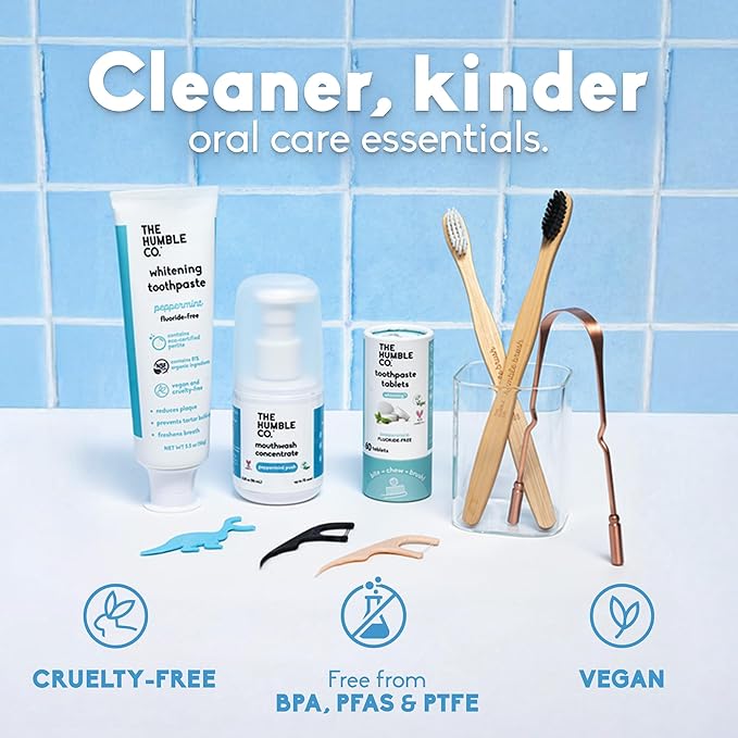 The Humble Co Fluoride-Free for Sensitive Teeth Toothpaste, Spearmint - Toothpaste with Xylitol & Nano Hydroxyapatite for Adults - SLS Free Dental Oral Care & Hygiene - 2 Pack