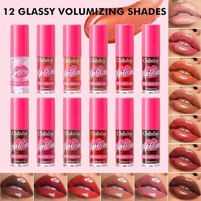 Lip Plumper Gloss Glitter Tinted Plumping Lip Gloss For Women Hydrating Long Lasting Shimmer Moisturizing Glossy Non Sticky Lip Gloss (01# Clear)