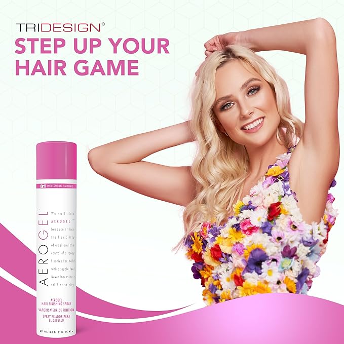 TRIDESIGN Aerogel Hairspray - Strong Hold Hair Finishing Spray for Volumizing & Control, Flexible Styling for All Hair Types, Non-Sticky and Scented - For Women and Men - Pack of 1 (10.5 Oz)
