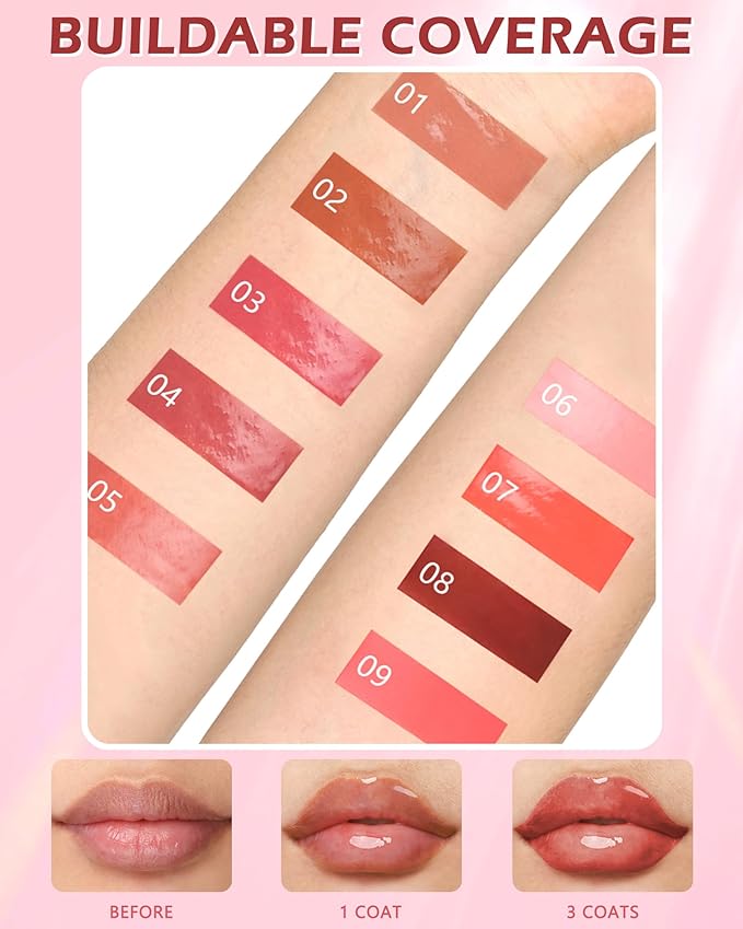 Hydrating Shimmer Lipstick,Moisturizing Jelly Lip Gloss,Dew Nude Lipstick Pen, Long Lasting Waterproof Tint Lip Balm Plumping Lip Stain Pen Glossy Butter Blam,Women's Day Makeup Gift for Women-01#