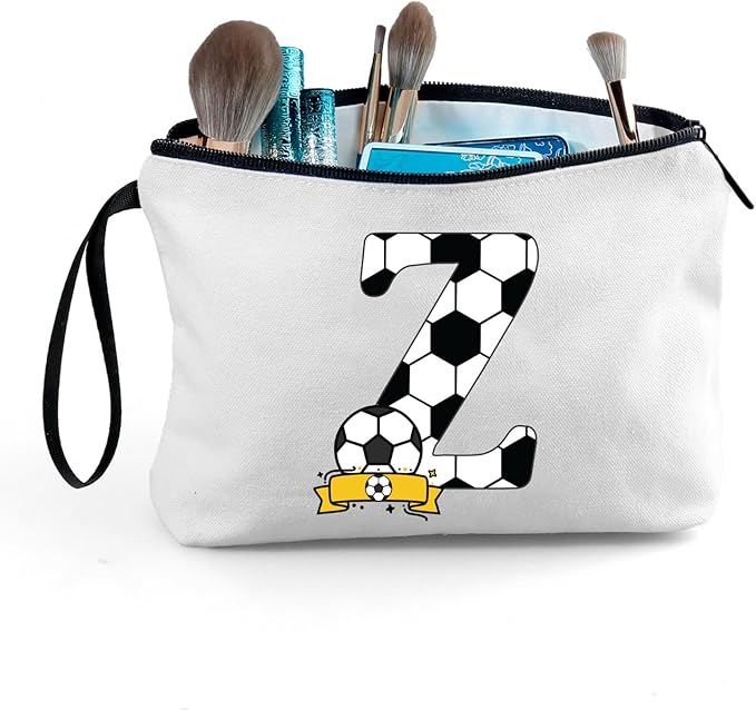 ARIOSEY Soccer Gifts Personalized Soccer Ball Cosmetic Bag for Purse Birthday Inspirational Gifts for Girls Women Team Coach Mom Stuff Travel Organizer-Z