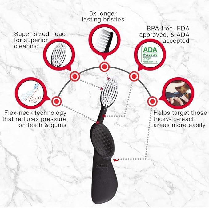 RADIUS Toothbrush Flex Brush Right Hand Black/Yellow 1 Unit | Designed to Improve Gum Health and Reduce The Risk of Gum Disease
