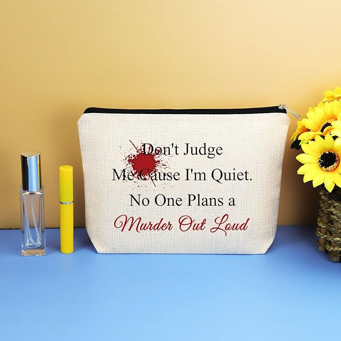 True Crime Gifts For Women Makeup Bag True Crime Lover Fan Junkie Gift Travel Cosmetic Bag Funny Serial Killer Podcast Lovers Horror Quotes Gift Makeup Pouch