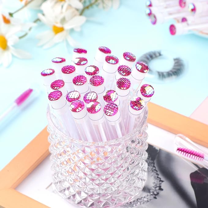 Dming 20pcs Lash brush tube Mascara spoolie Lash tubes Mascara wand tube Makeup diamond brushscale d pink