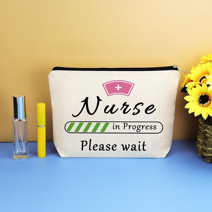 Nurse Makeup Bag Nurses Day Appreciation Thank You Gifts Cosmetic Bag for Women Nursing Student Gift RN Birthday Graduation Christmas Medical Assistant Present Travel Zipper Toiletries Pouch