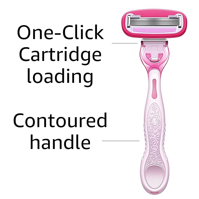 Amazon Basics Women's 5 Blade FITS Razor for Women, FITS Amazon Basics FITS Handle and Venus Handles, Includes 1 FITS Handle, 2 Cartridges & 1 Shower Hanger