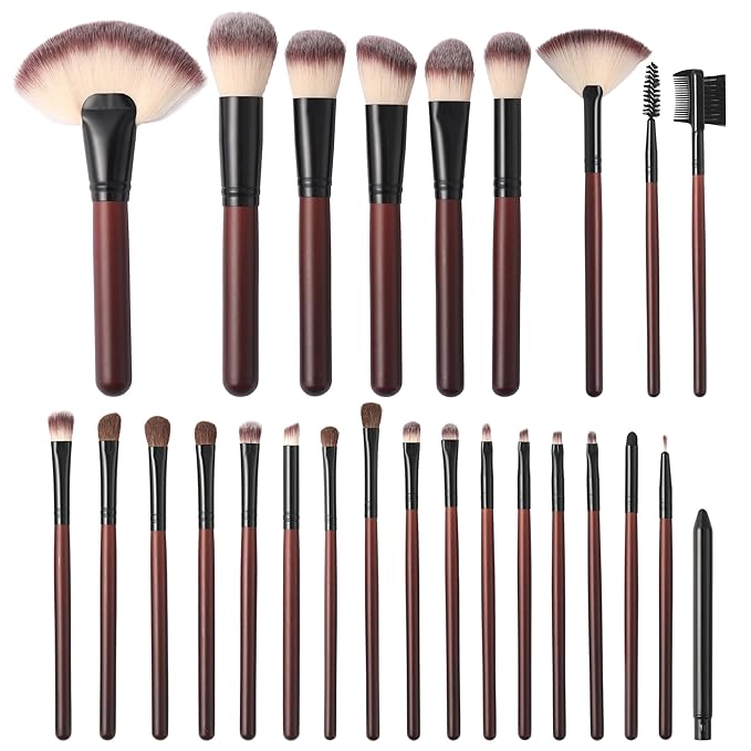 Yasingsi Makeup Brushes Set 26-Piece Makeup Brushes Premium Synthetic Foundation Powder Concealer Blush Eyeshadow Contour Professional Makeup Brush Set with 2 Brush Bags