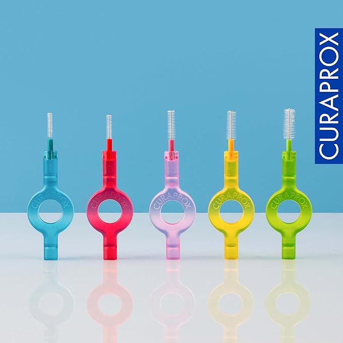 Curaprox CPS 07 Prime Refill Pack Interdental Brushes, 0.7mm to 2.5mm, Red (8 Pack)